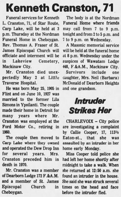 Dew Drop Inn - Former Owner Passes Away May 1977